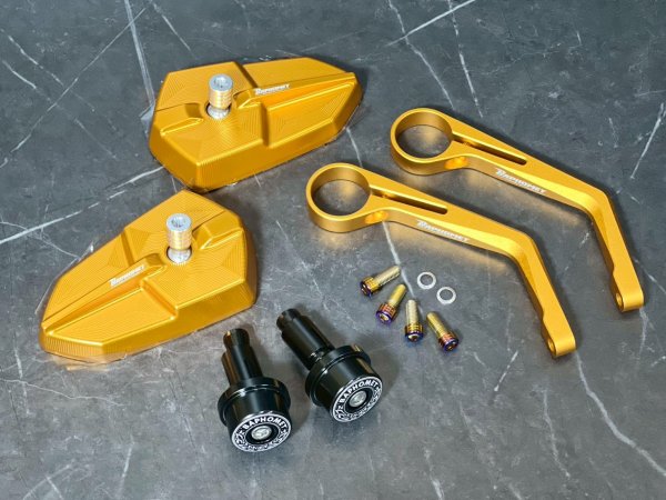 画像4: Baphomet(バフォメット)CNC アルミ製 バーエンドミラー【青鏡面・手裏剣デザイン】バフォメット (4)