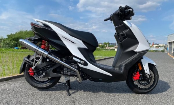 画像2: 🔥 ガレージバル 83π ストリートマフラー YG-11【2本バンド仕様】｜グリファス・シグナスｘ7型/XR  社外スイングアーム対応 (2)